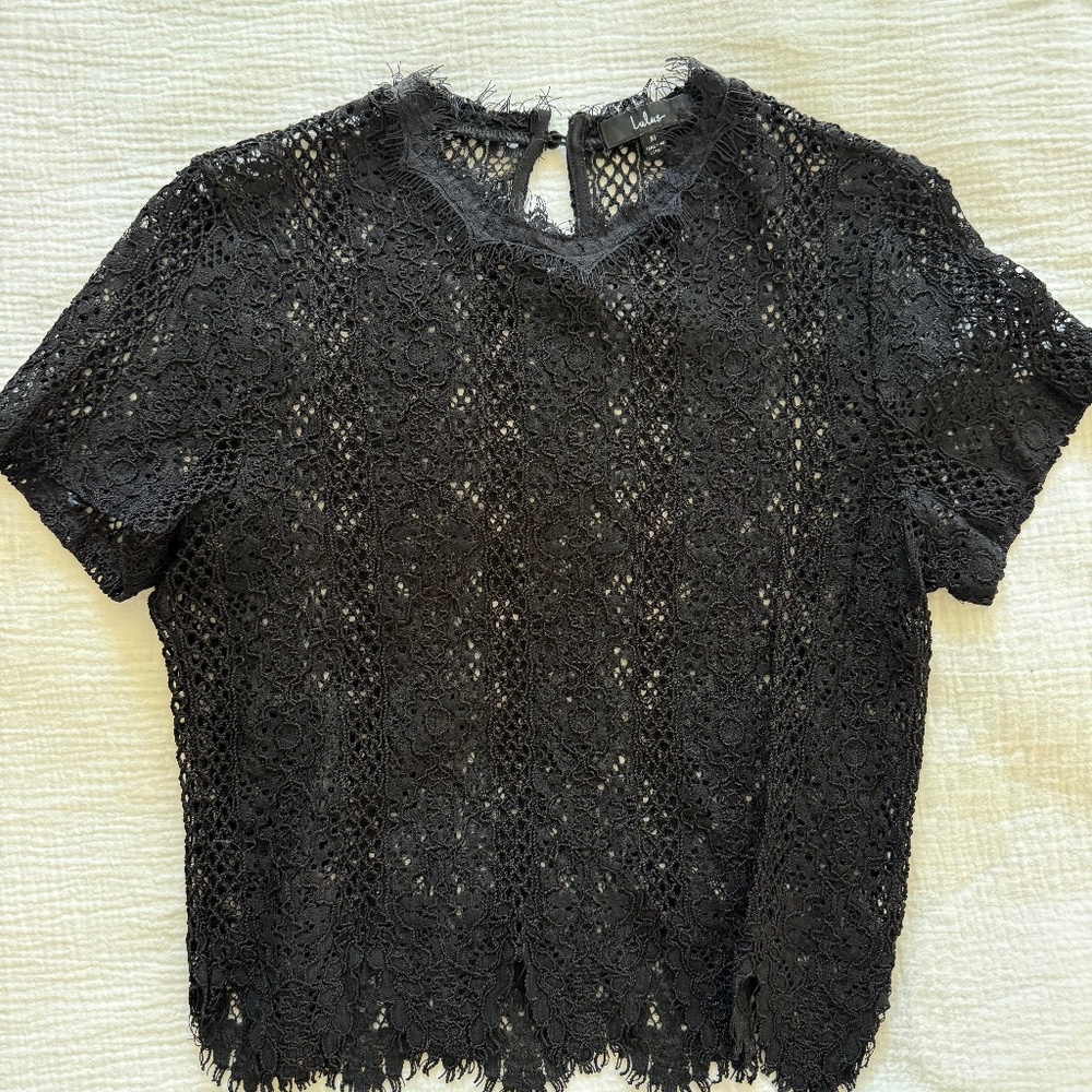 Lulus Julieta Sheer Lace Crop Top